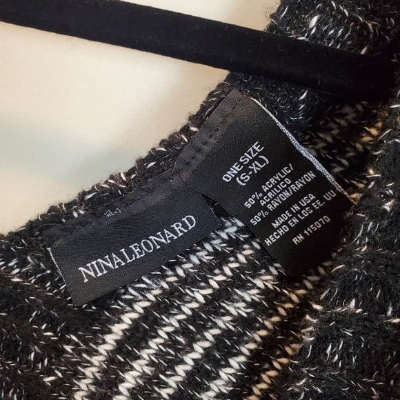 Nina Leonard black stripe Sleeveless cardigan sweater - Picture 8 of 9